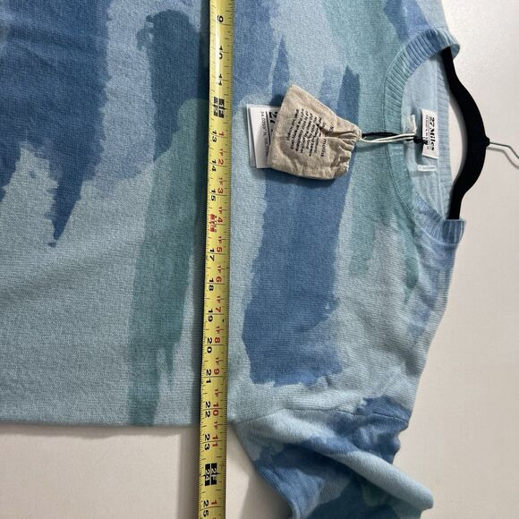 27 Miles Bennett Cashmere Sweater Women’s L Blue Printed Pullover Long Sleeve - Picture 6 of 7